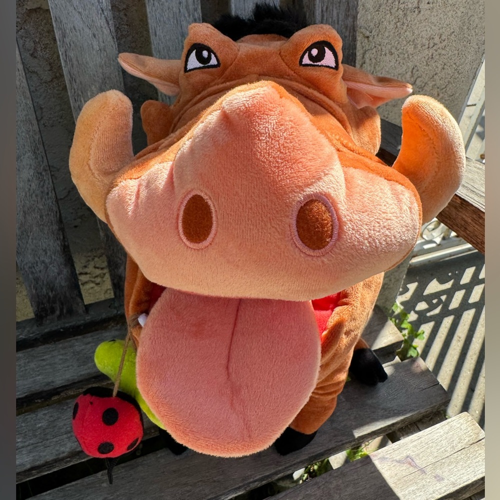 Disney Parks Lion King Pumba Warthog Grub Bugs 14" Plush brown Stuffed